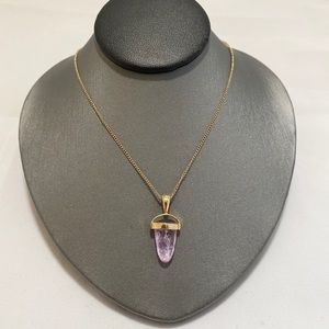 Yellow gold plated amethyst necklace